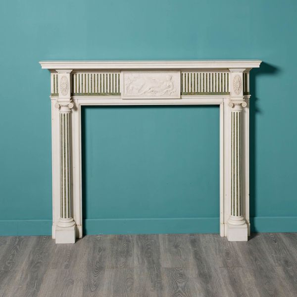 Antique White Statuary & Green Connemara Marble Fireplace