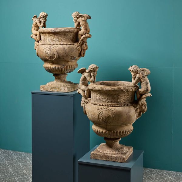 Pair of 19th Century French Terracotta Urns After Claude Ballin