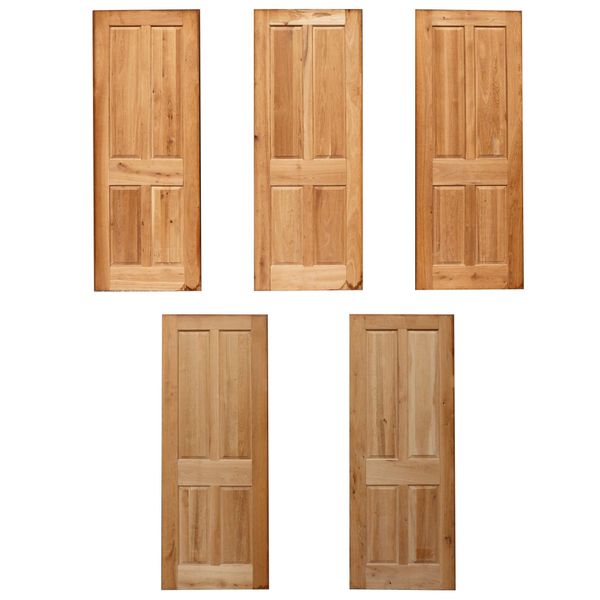 Set of 5 Reclaimed 4-Panel Oak Interior Doors