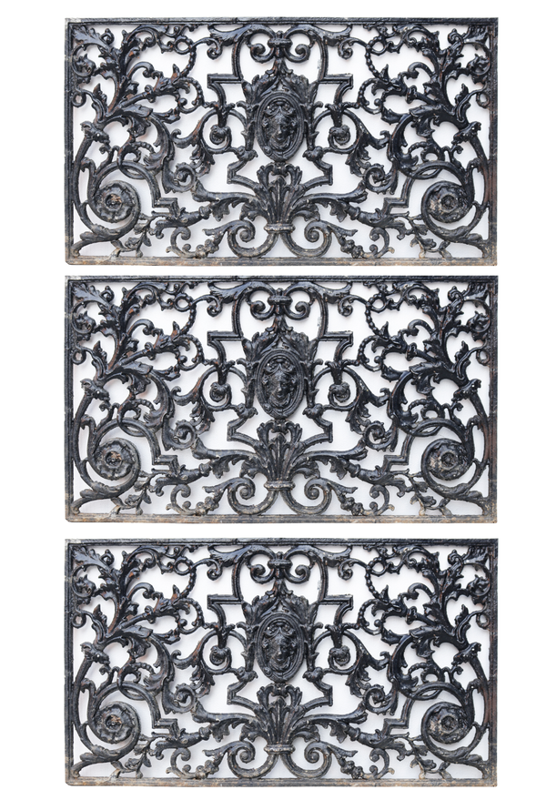 Set of Three Cast Metal Panels