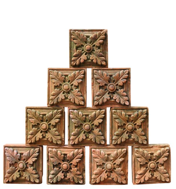 Ten Reclaimed Decorative Terracotta Bricks