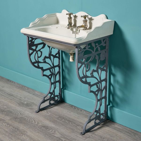 Antique Porcelain Sink with Cast Iron Stand