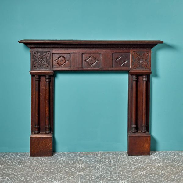 19th Century Jacobean Style Antique Oak Fireplace