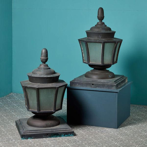 Reclaimed Art Deco Bronze Lantern Pier Caps