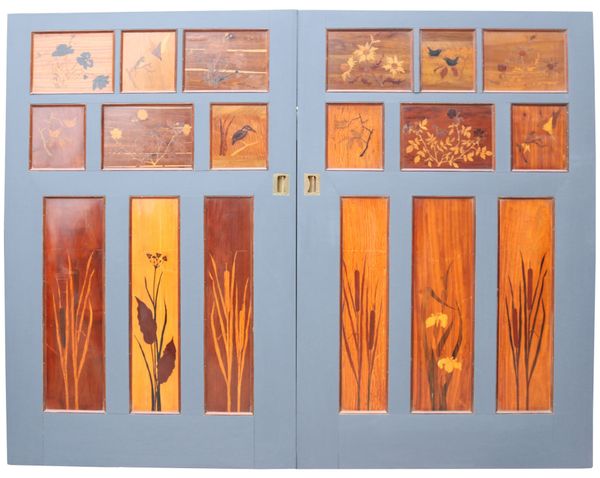 Set of Reclaimed 1930’s Marquetry Inlaid Sliding Doors