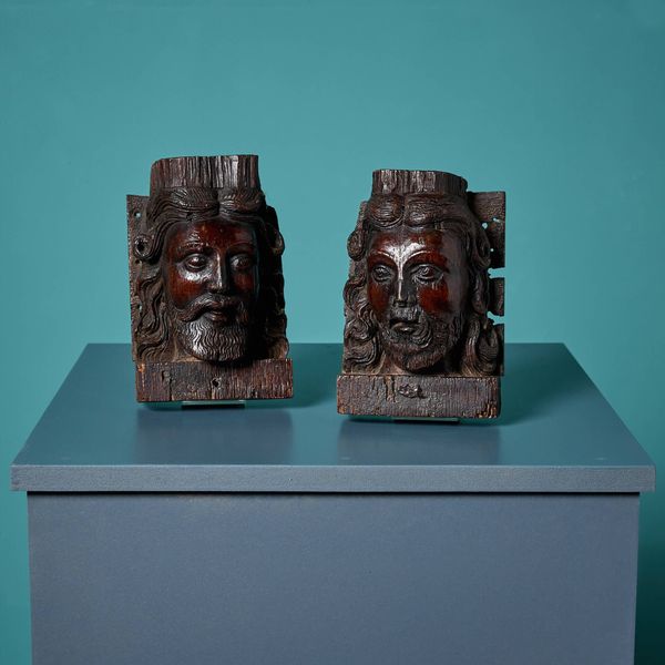 Pair of 16th Century Carved Oak Corbels