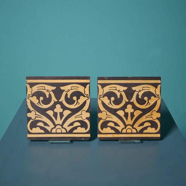 Pair of Maw & Co Encaustic Decorative Tiles