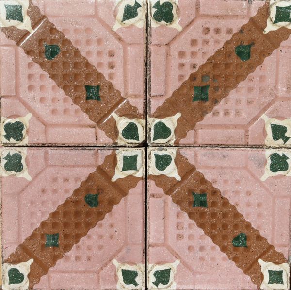 Reclaimed Encaustic Cement Floor or Wall Tiles 3.44 m2 (37 ft2)