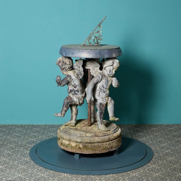 Rare Large Antique Cherub Garden Sundial