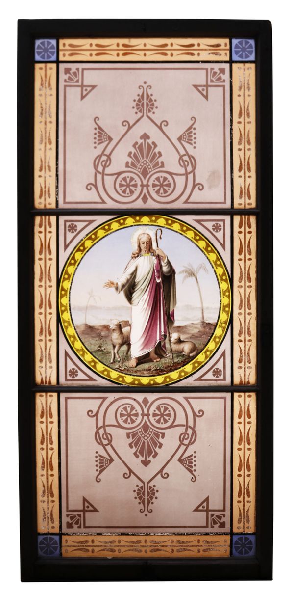 A Large Religious Antique Stained Glass Window