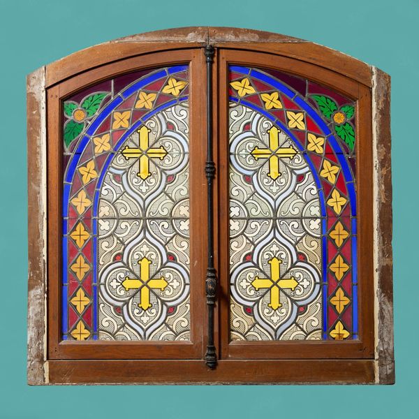 20th Century Antique French Window with Stained Glass