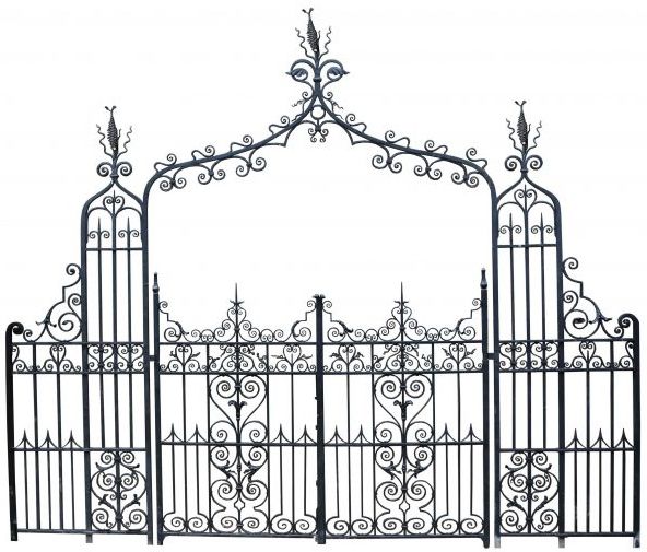 A Rare Antique English Wrought Iron Pedestrian Gate with Overthrow