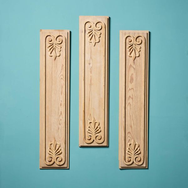 Three Antique Carved Pine Anthemion Panels