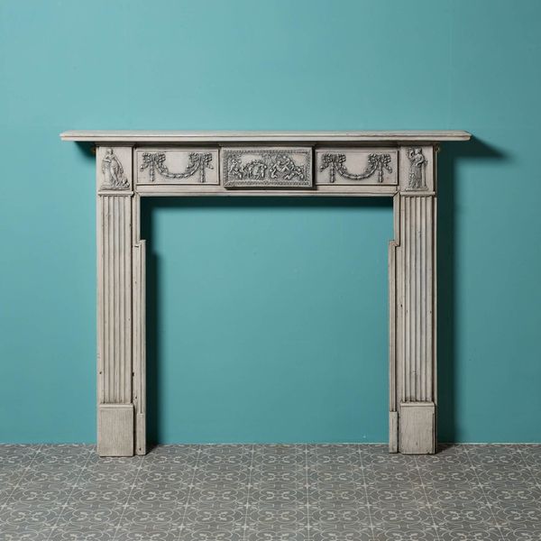 Antique Pine & Composition Neoclassical Fireplace