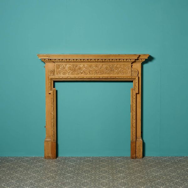 Victorian Arts Crafts Carved Pine Fire Surround