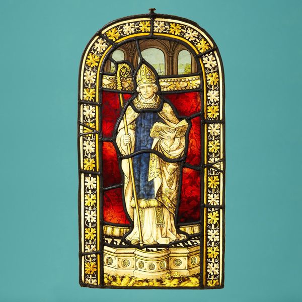 Ecclesiastical Stained Glass Window Hanging of a Bishop