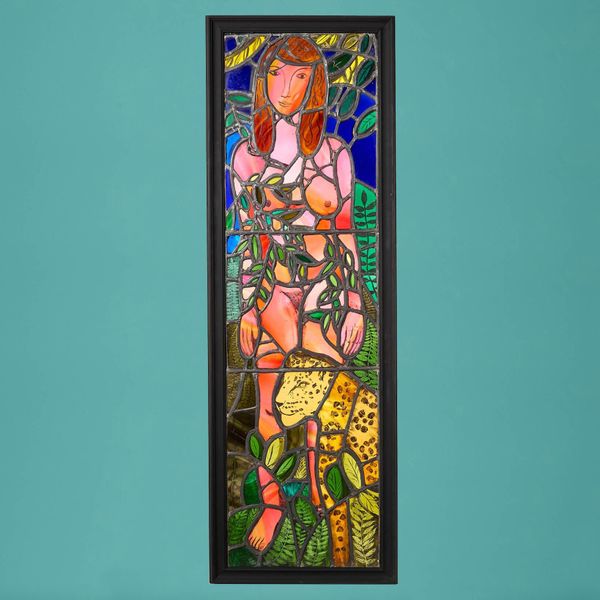 Large Mid-century Stained Glass Window of Eve