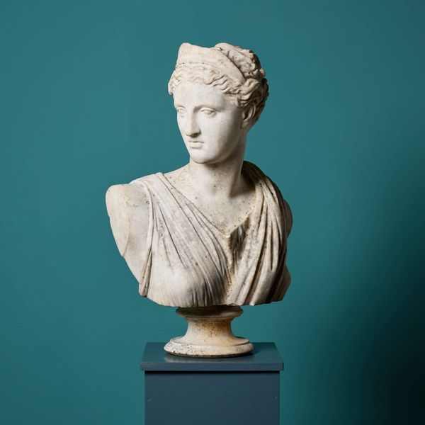 Antique Statuary Marble Bust of Diana