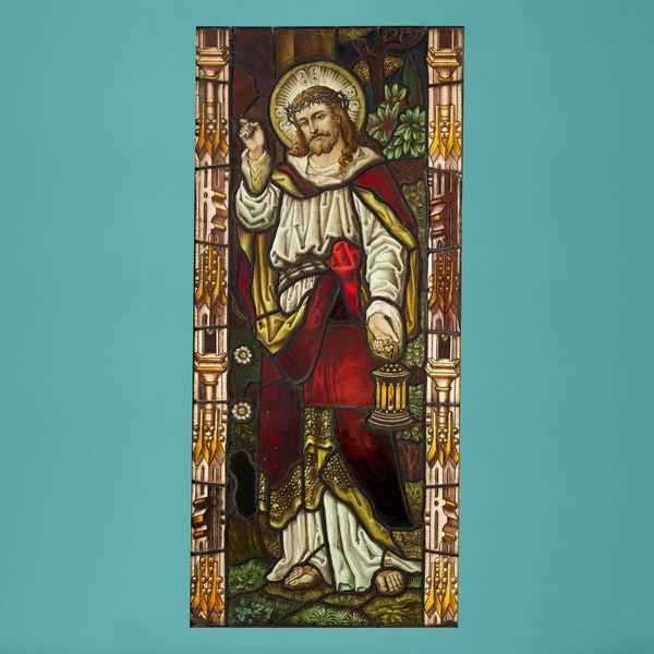 Atkinson Bros Religious Stained Glass Window of Jesus c.1925