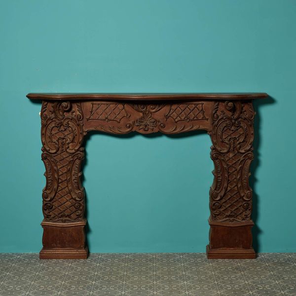 Antique Rococo Style Carved Mahogany Fire Surround