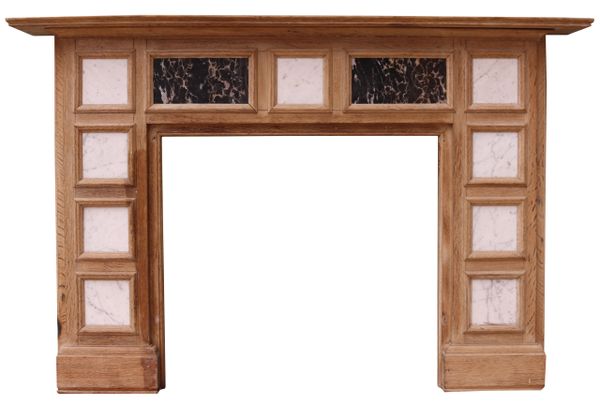 A Reclaimed Oak Fire Surround Inset with Marble Panels