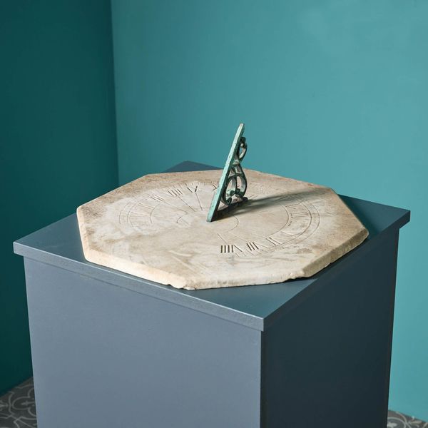 Large Antique Carrara Marble Sundial Plate