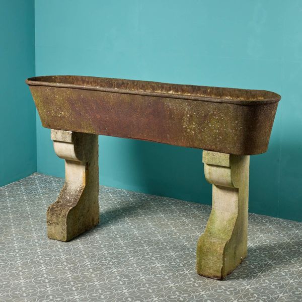 Antique Cast Iron Trough on Limestone Stands