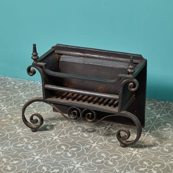 Regency Style Scroll Front Antique Iron Fire Grate