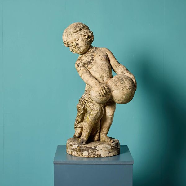 Antique Terracotta Statue or Fountain of a Boy with a Water Pitcher