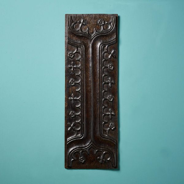 Long 16th Century Carved Oak Panel in Parchemin Design