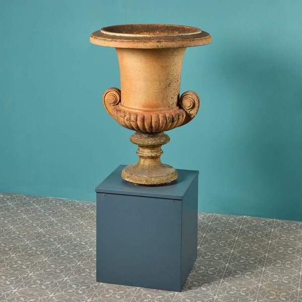 Large Antique Buff Terracotta Garden Campana Urn