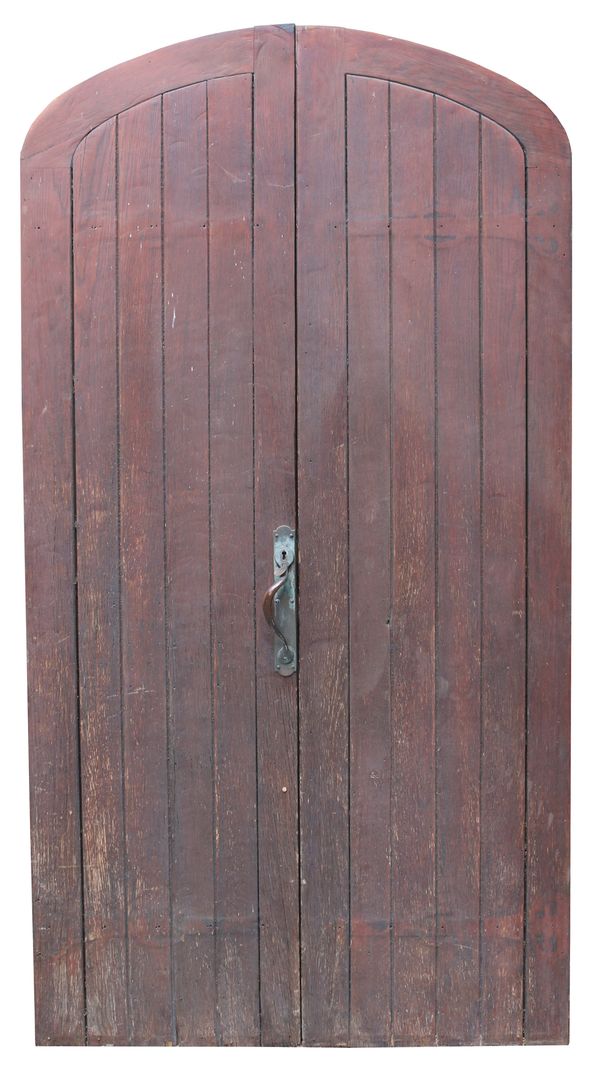 A Set of Arched Oak Exterior Doors with Frame