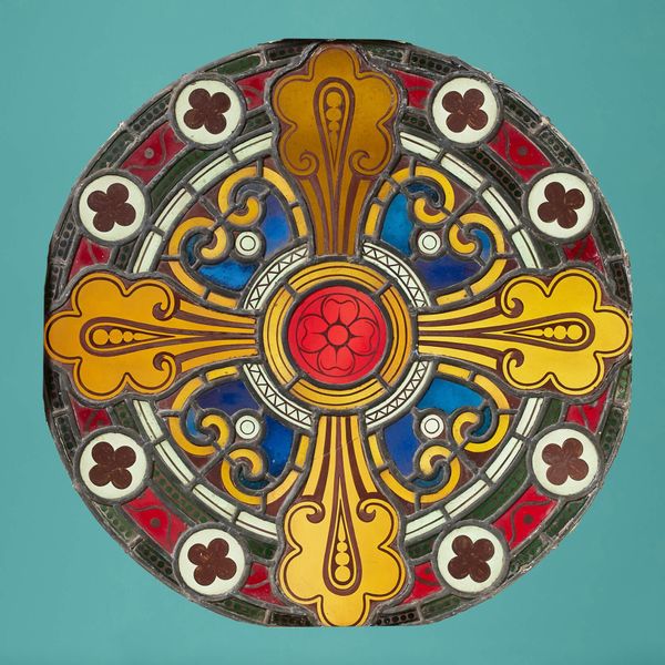 Large Antique Victorian Stained Glass Roundel Window