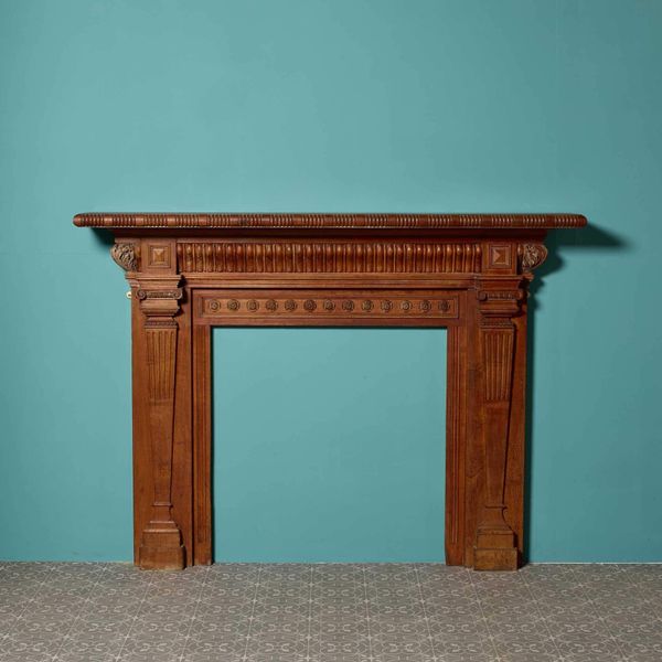 Victorian Style Carved Oak Fireplace