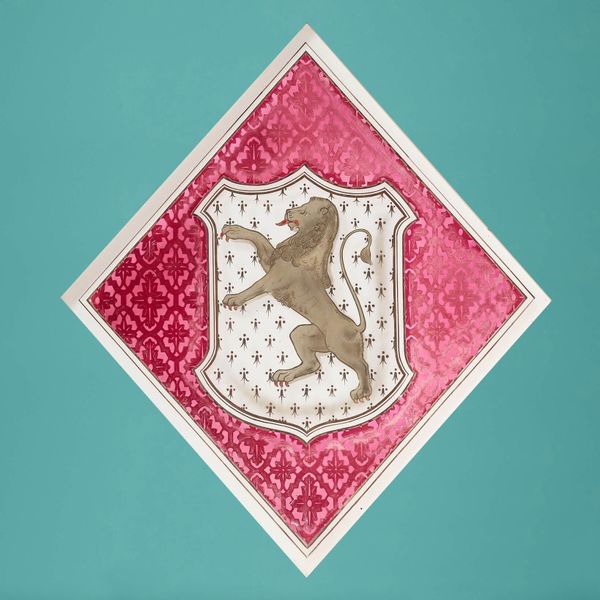 Antique Stained Glass Window with Tudor Trefor Family Crest