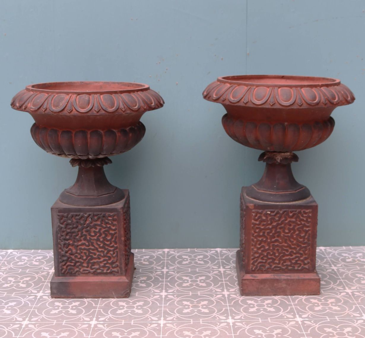 Pair of Victorian Antique Terracotta Urns