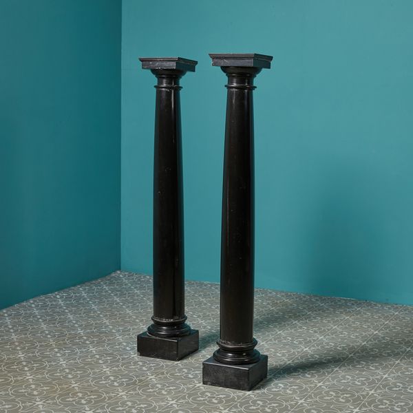 Pair of Antique Kilkenny Black Marble Pedestals