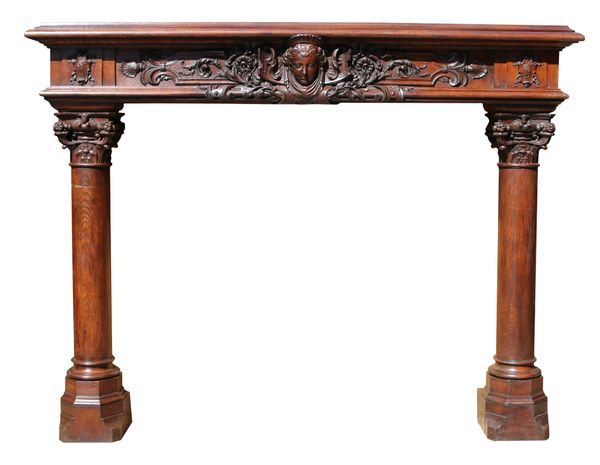 Large French Renaissance Carved Oak Fire Surround