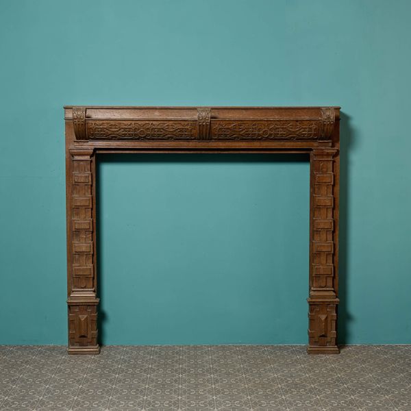 Antique English Jacobean Style Fire Surround