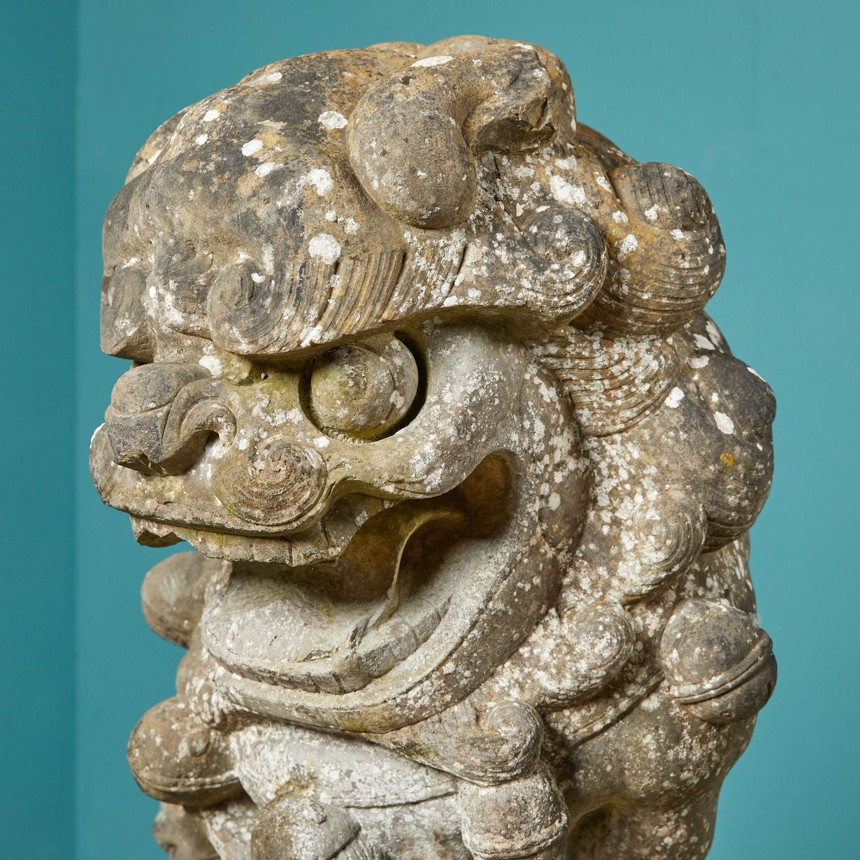 Pair of Carved Stone Chinese Foo Dog Statues