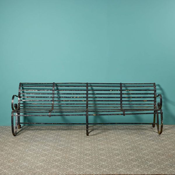 Antique Victorian Four Seater Wrought Iron Garden Bench