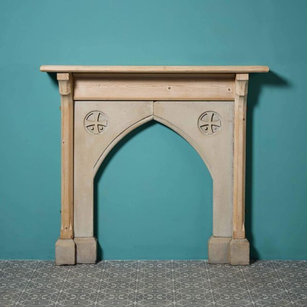 Victorian Gothic Style Pine & York Stone Fireplace