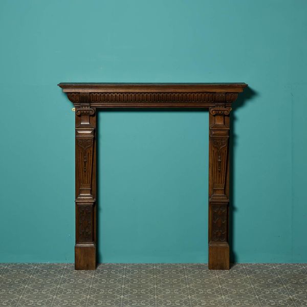 Antique English Carved Oak Fire Surround