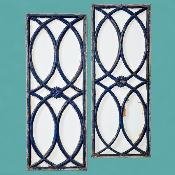 Pair of Antique Georgian Glazed Iron Stained Glass Panels