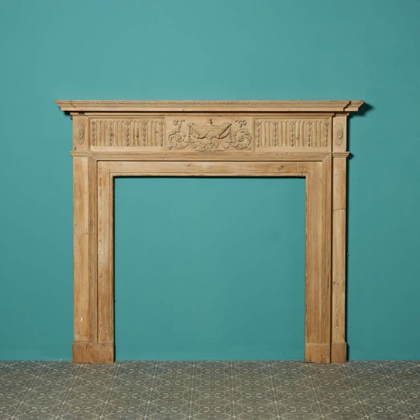 Antique Neoclassical Style Carved Pine Fire Surround