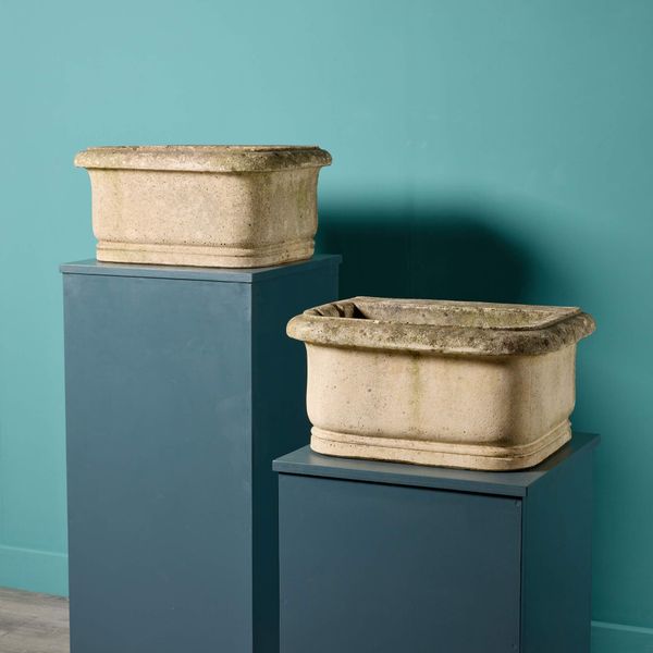 Two Weathered Stone Garden Planters or Sinks