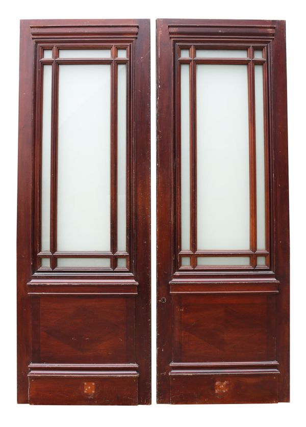 Set of Reclaimed Glazed Mahogany Double Doors