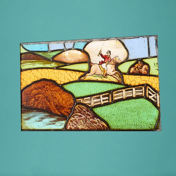 Reclaimed Stained Glass Window Depicting Country Scene