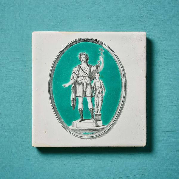 Antique Liverpool Delft Tile with Neoclassical Figure