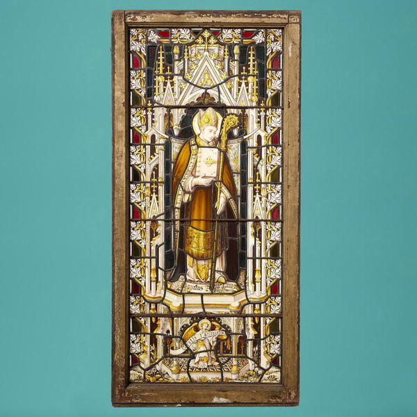 Antique Stained Glass Window of Saint Augustine